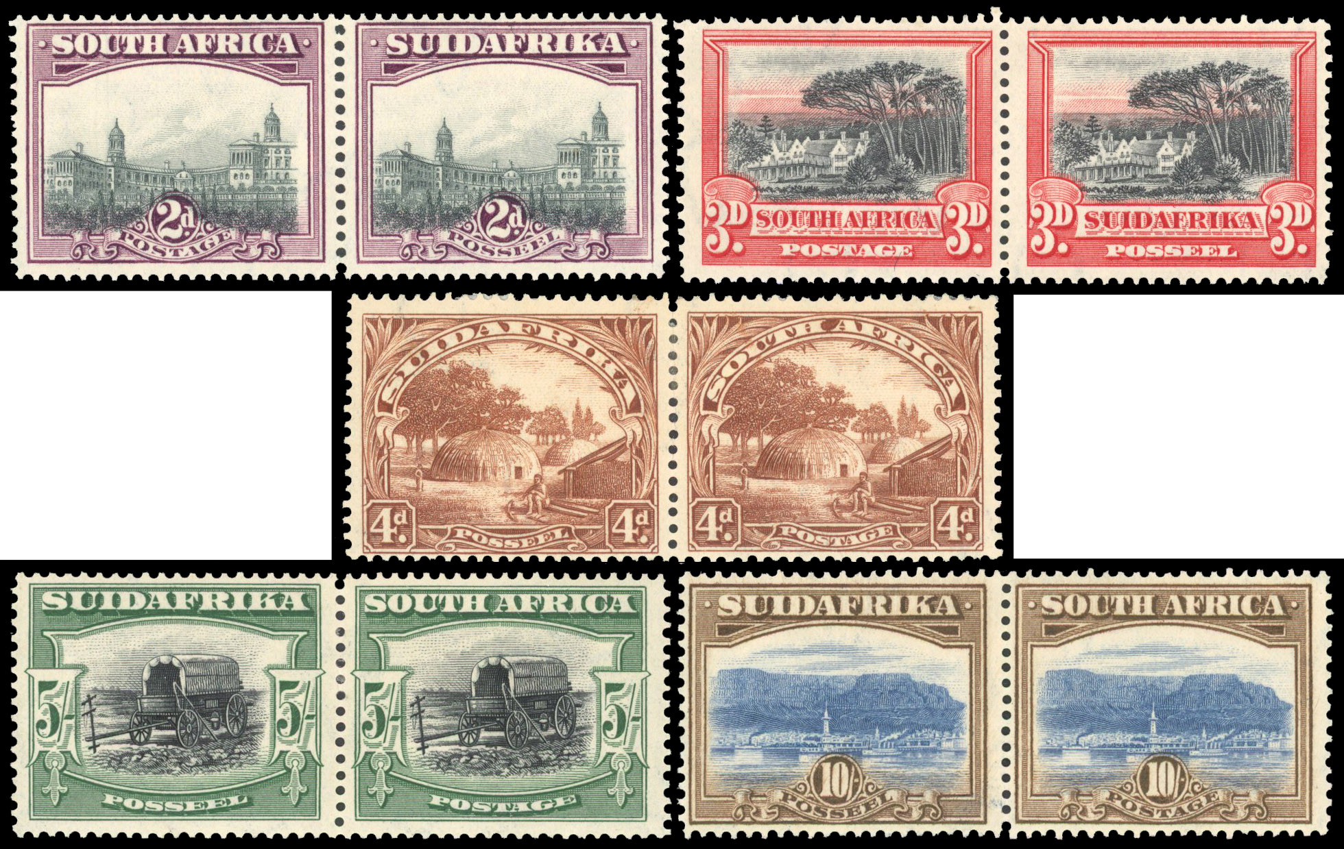 South Africa 1927-30 part set to 10s perf 14x13½