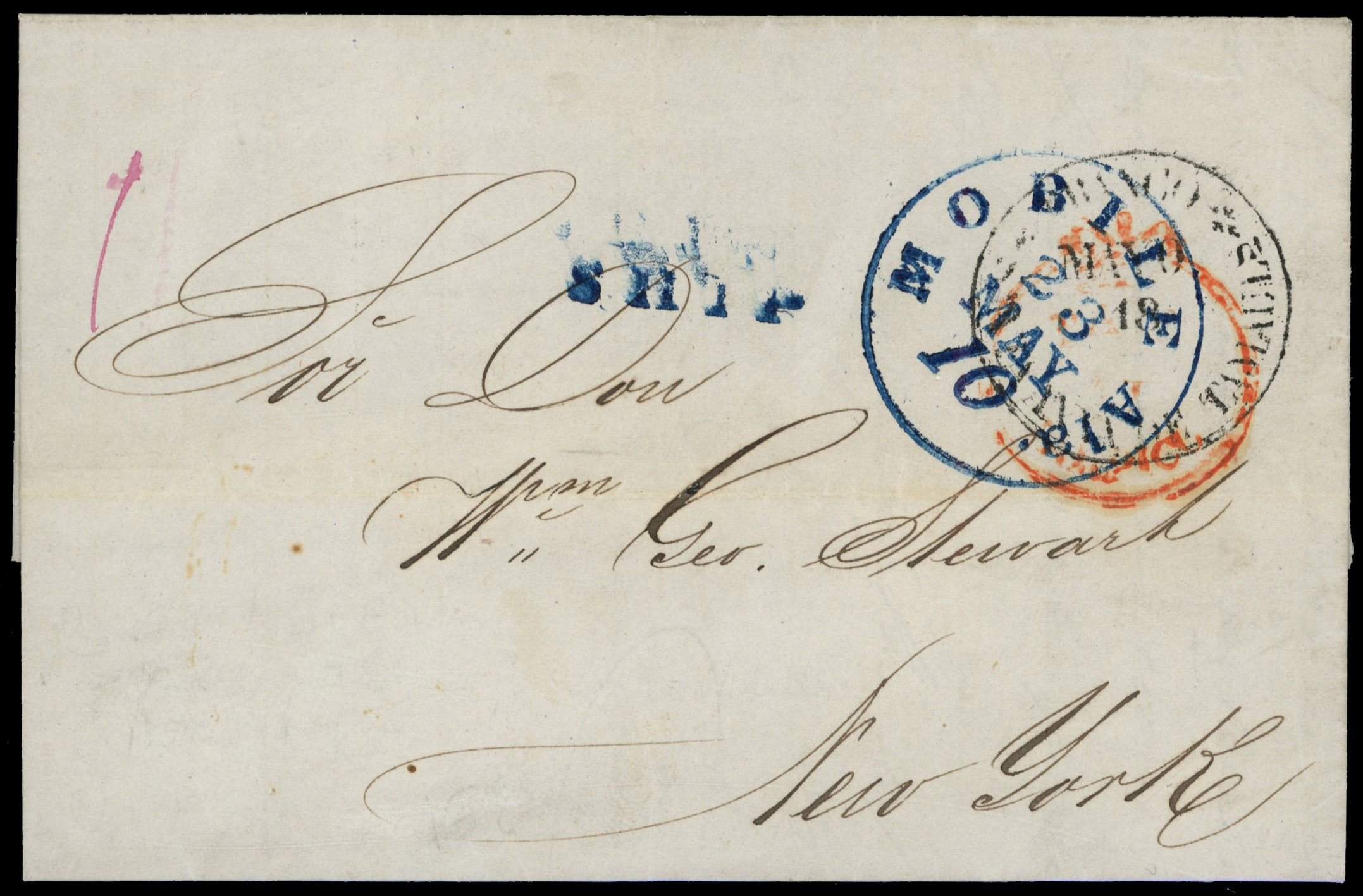 Mexico: 1850 (18 May) entire to New York