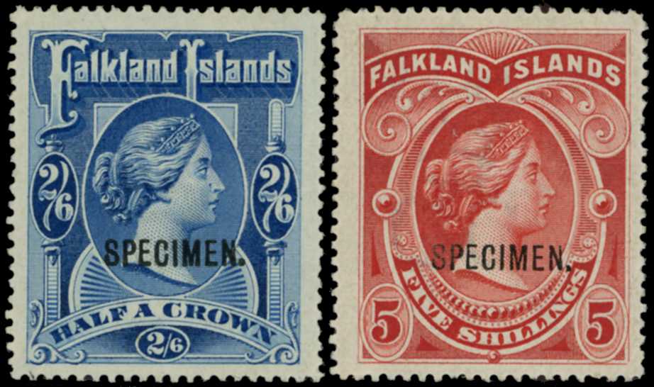 1898 2/6d deep blue and 5/- red...
