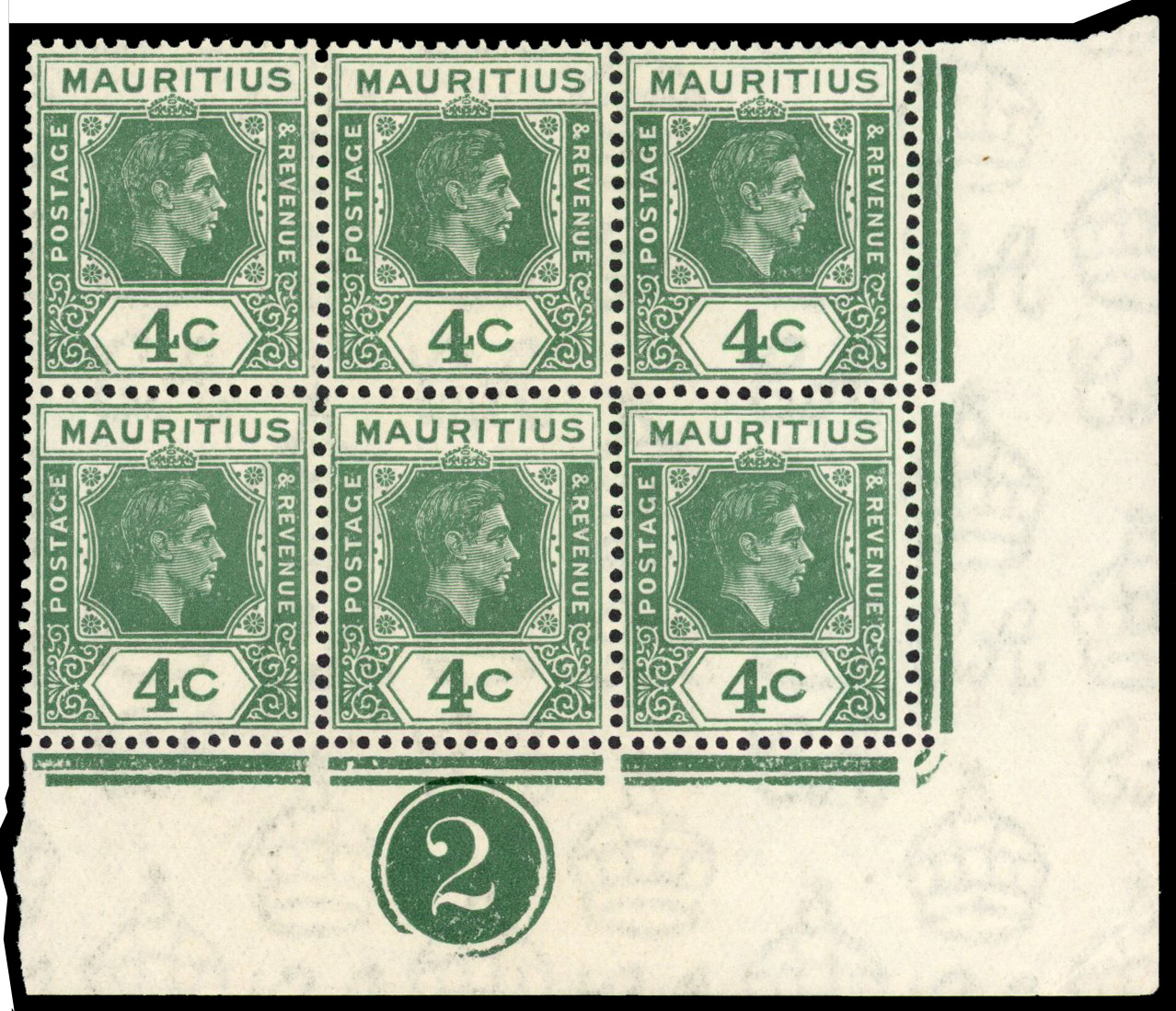 Mauritius SG 254ca, cc Plate block mint
