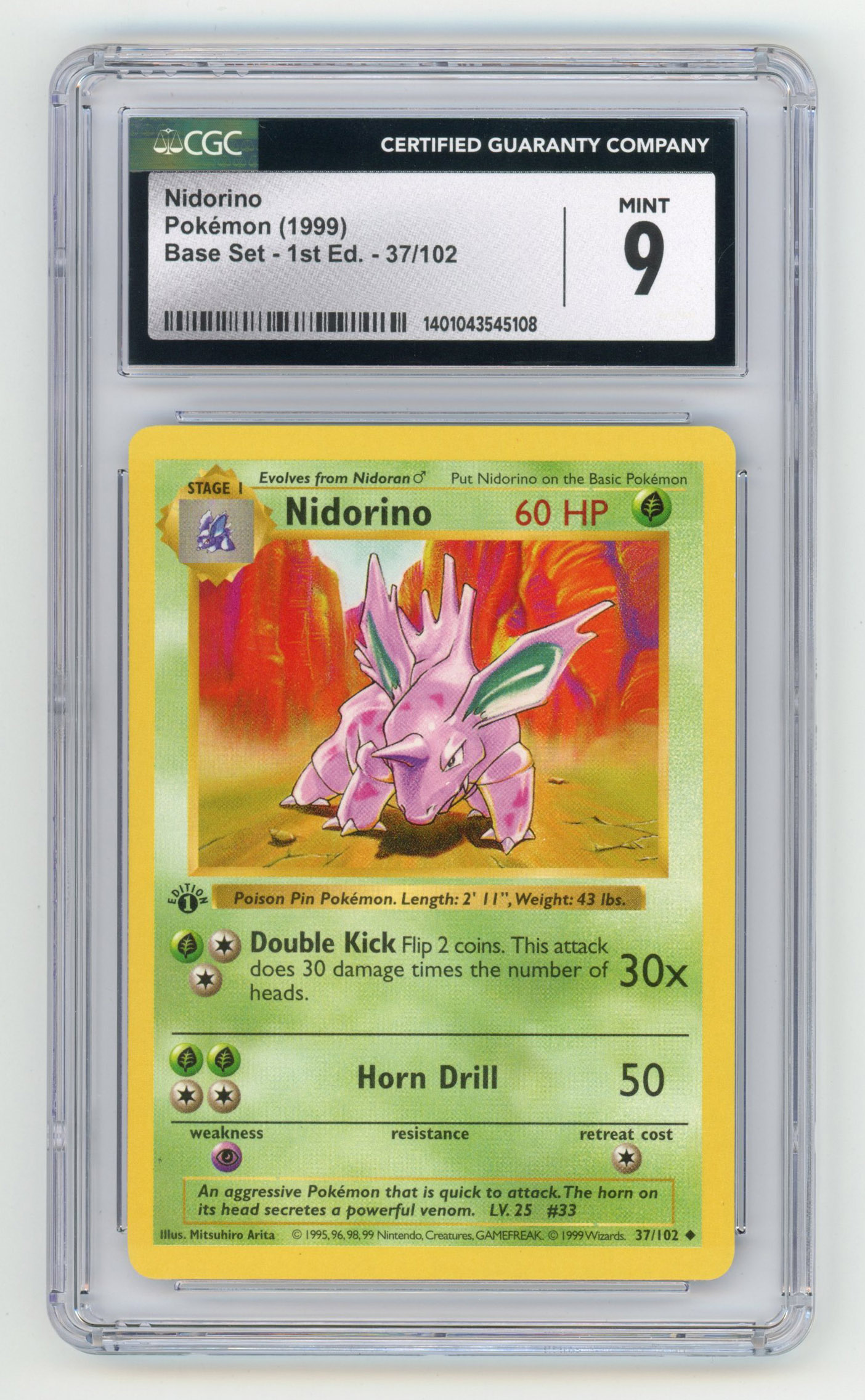 CGC 9 Nidorino #37 1st Edition - Base Set