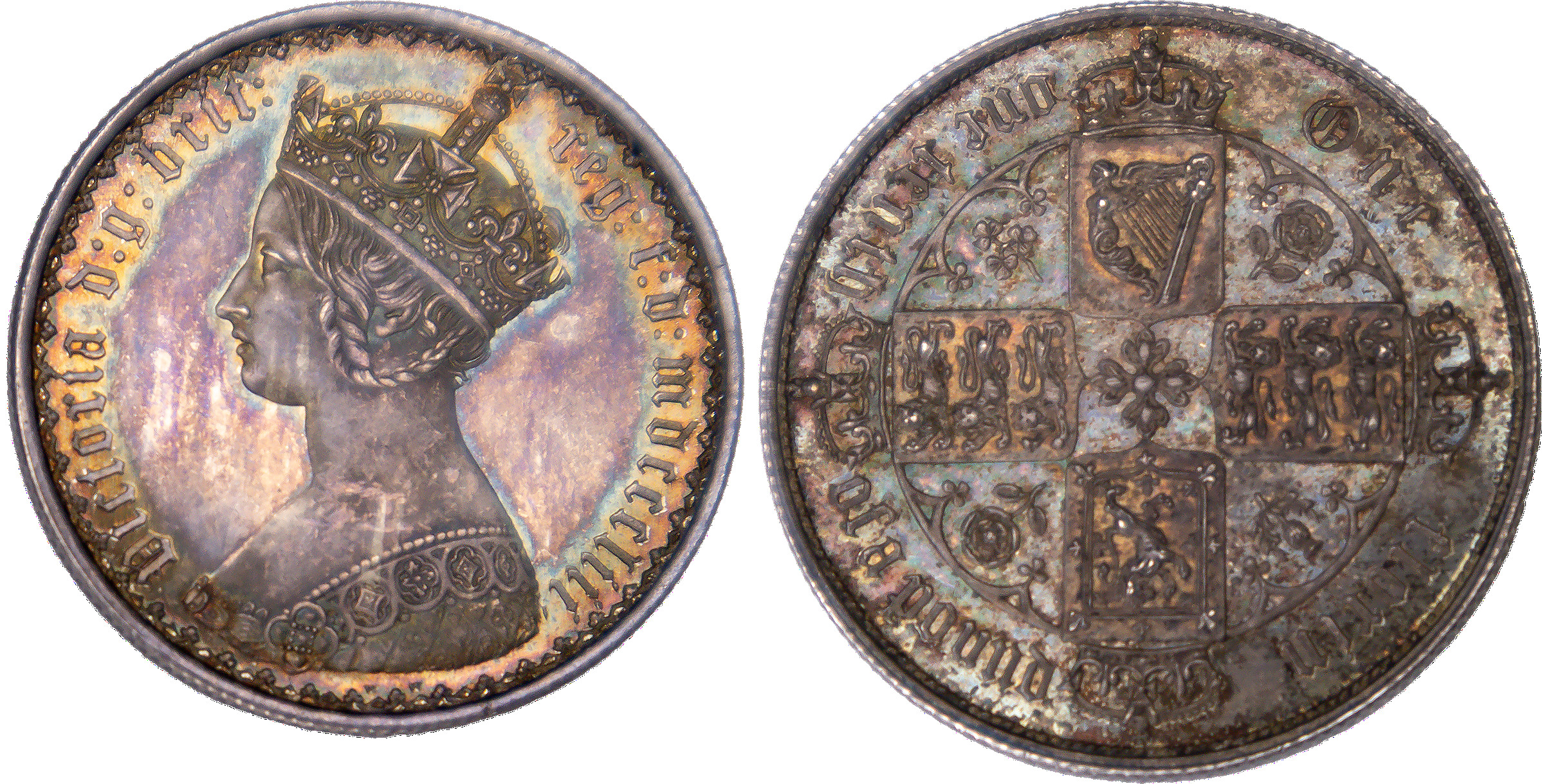 1853 Victoria Proof 'Gothic' florin, 1853 - NGC PF65