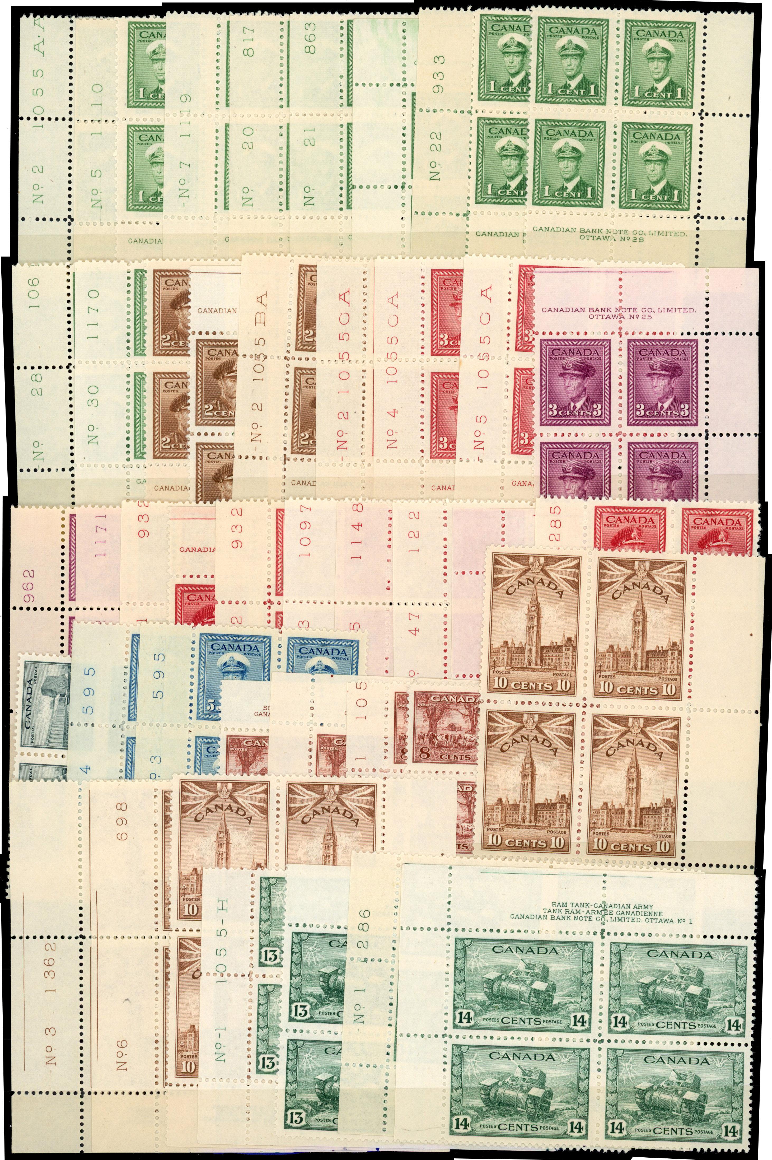 Canada SG 375-388 Plate blocks mint