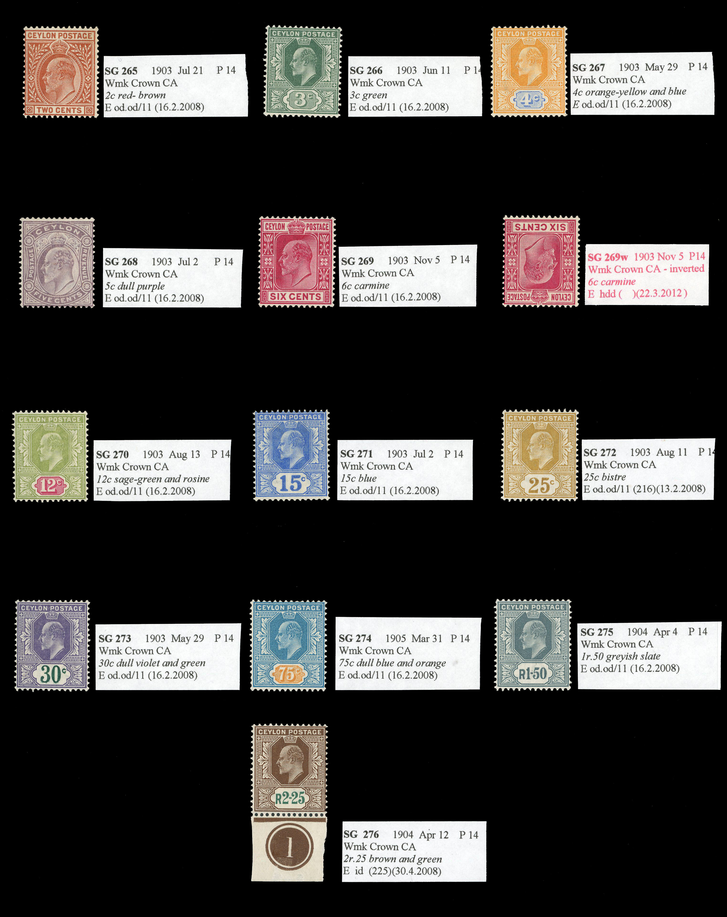 Ceylon KEVII mint collection SG 265-300
