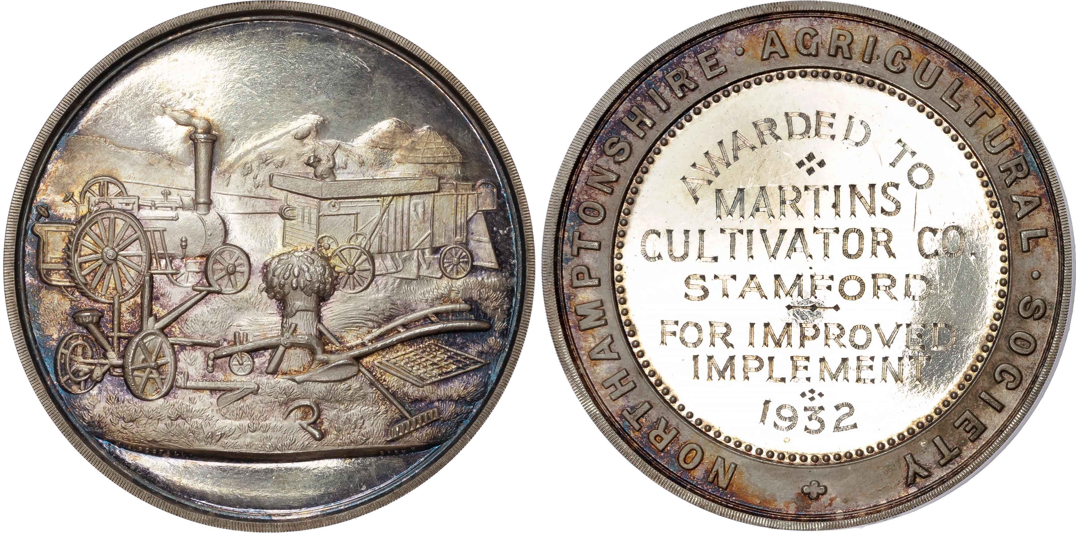 Northamptonshire Agricultural Society, Silver Prize Medal,1932 by J. A. Restall
