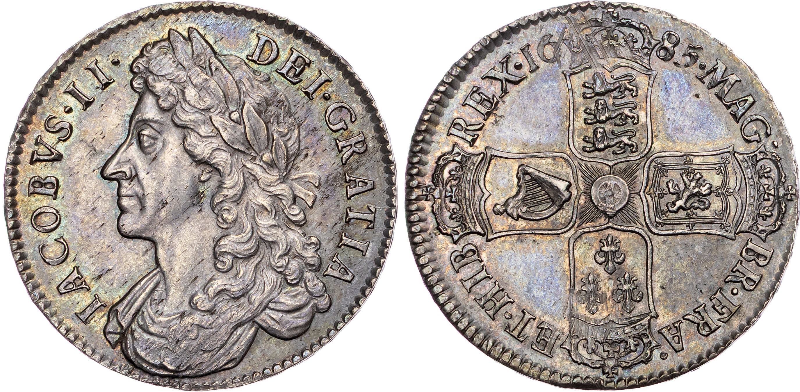 James II (1685‐1688), AR Halfcrown, 1685 PRIMO.