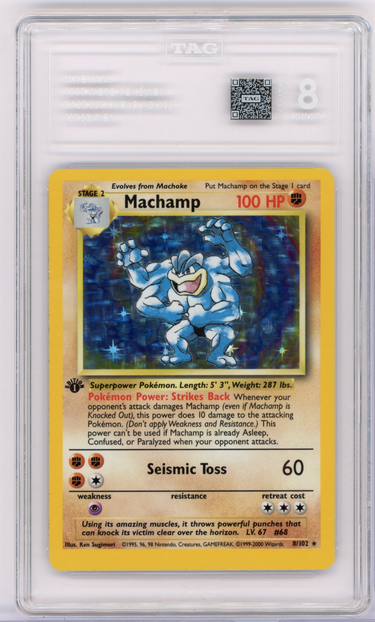 TAG 8 Machamp #8 Holo 1st Edition 1999-2000 Date