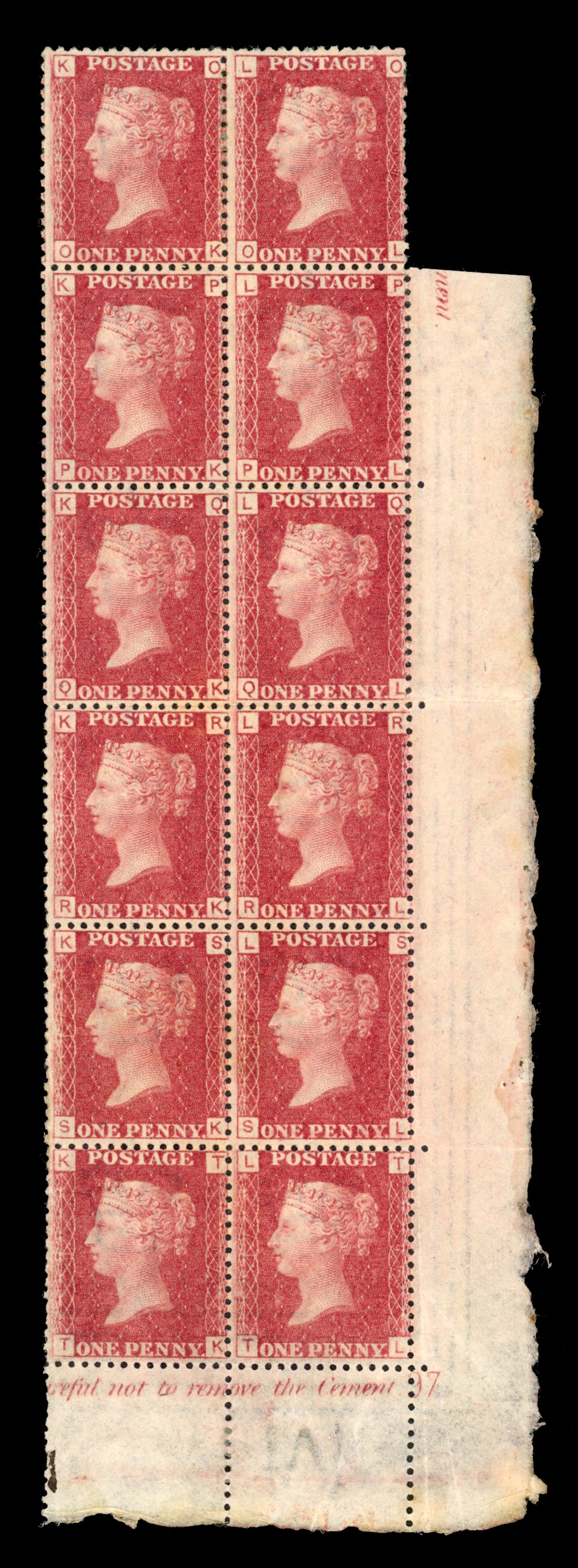 SG 43 1864-79 1d rose-red, Plate 97 Plate block of twelve mint