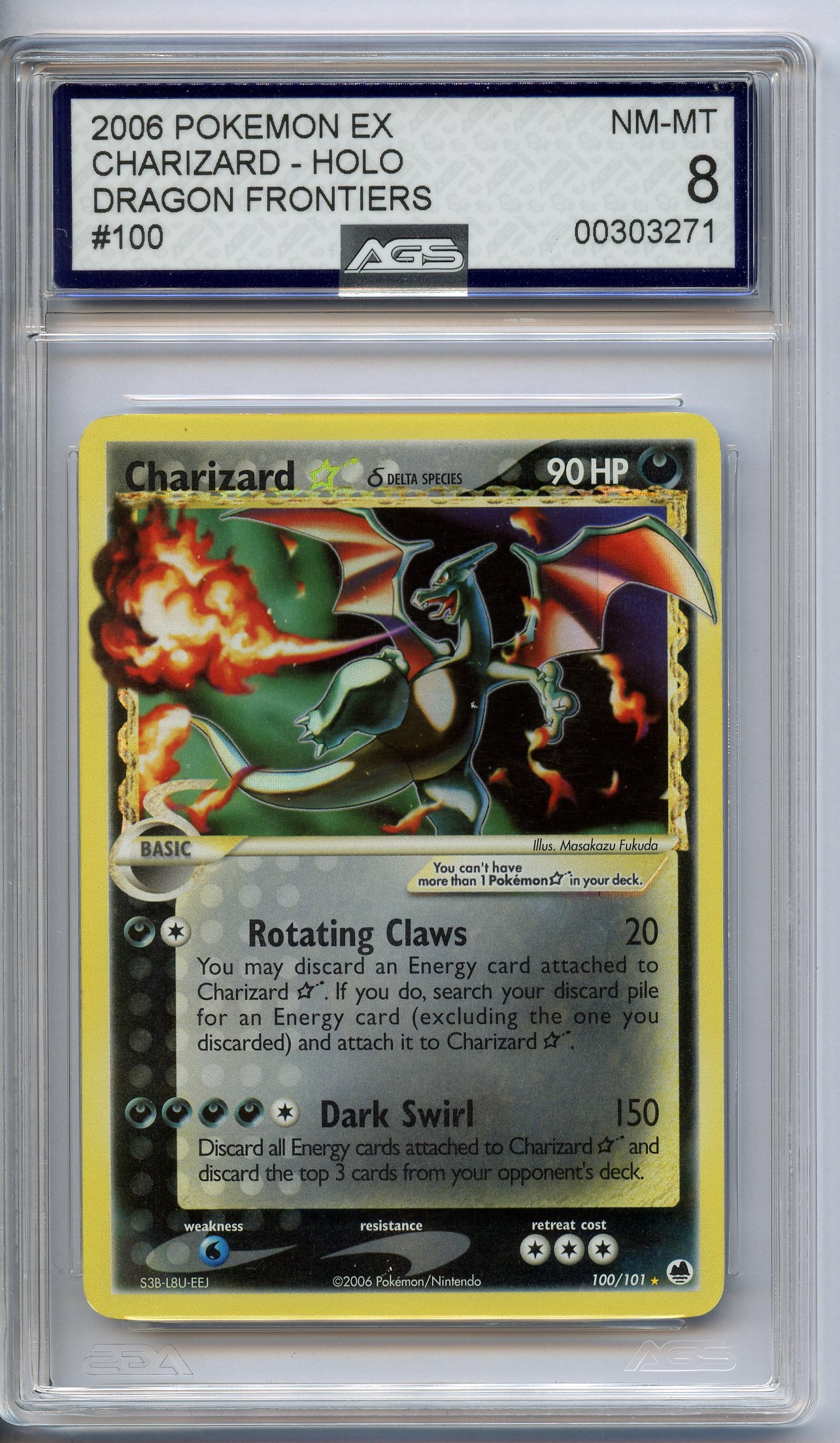 AGS 8 Charizard Gold Star 100/101 EX Dragon Frontiers Holo 2006