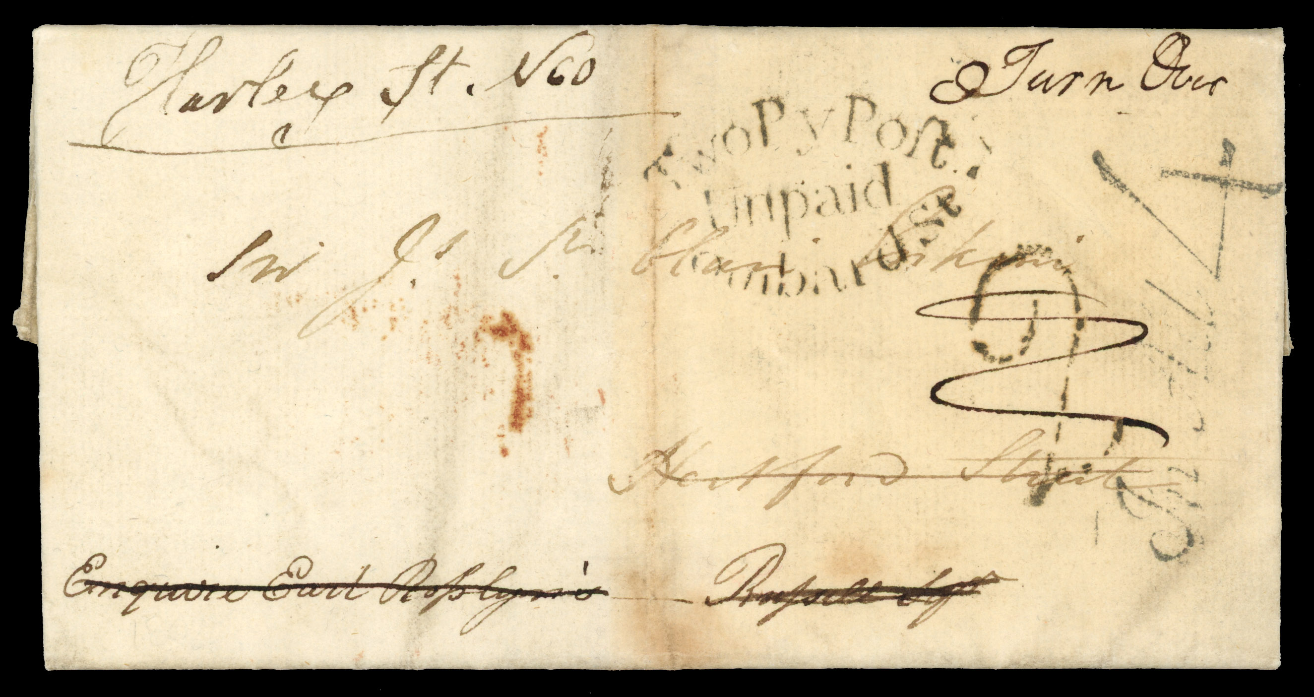 1803 Entire letter to London 'In all 4' handstamp 