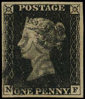 1840 1d black, Plate 1b (NF), good even...