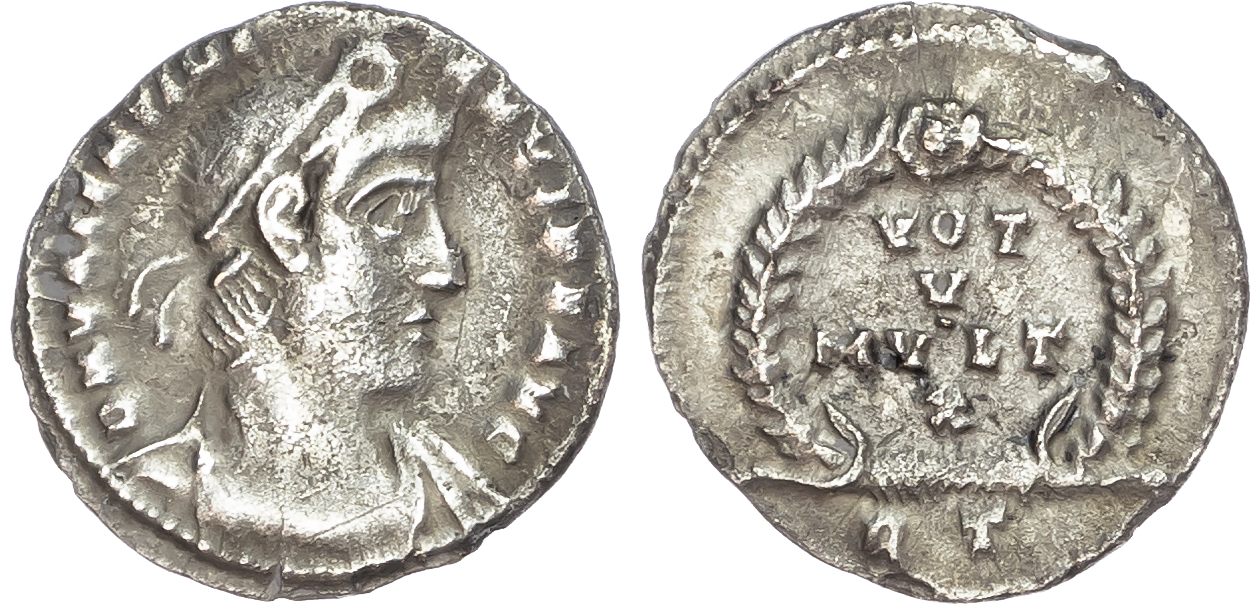 Valentinian I (AD 364-375) AR Siliqua, Rome, Quinquennalia issue, 3st Officina, AD 364, 1.88g.