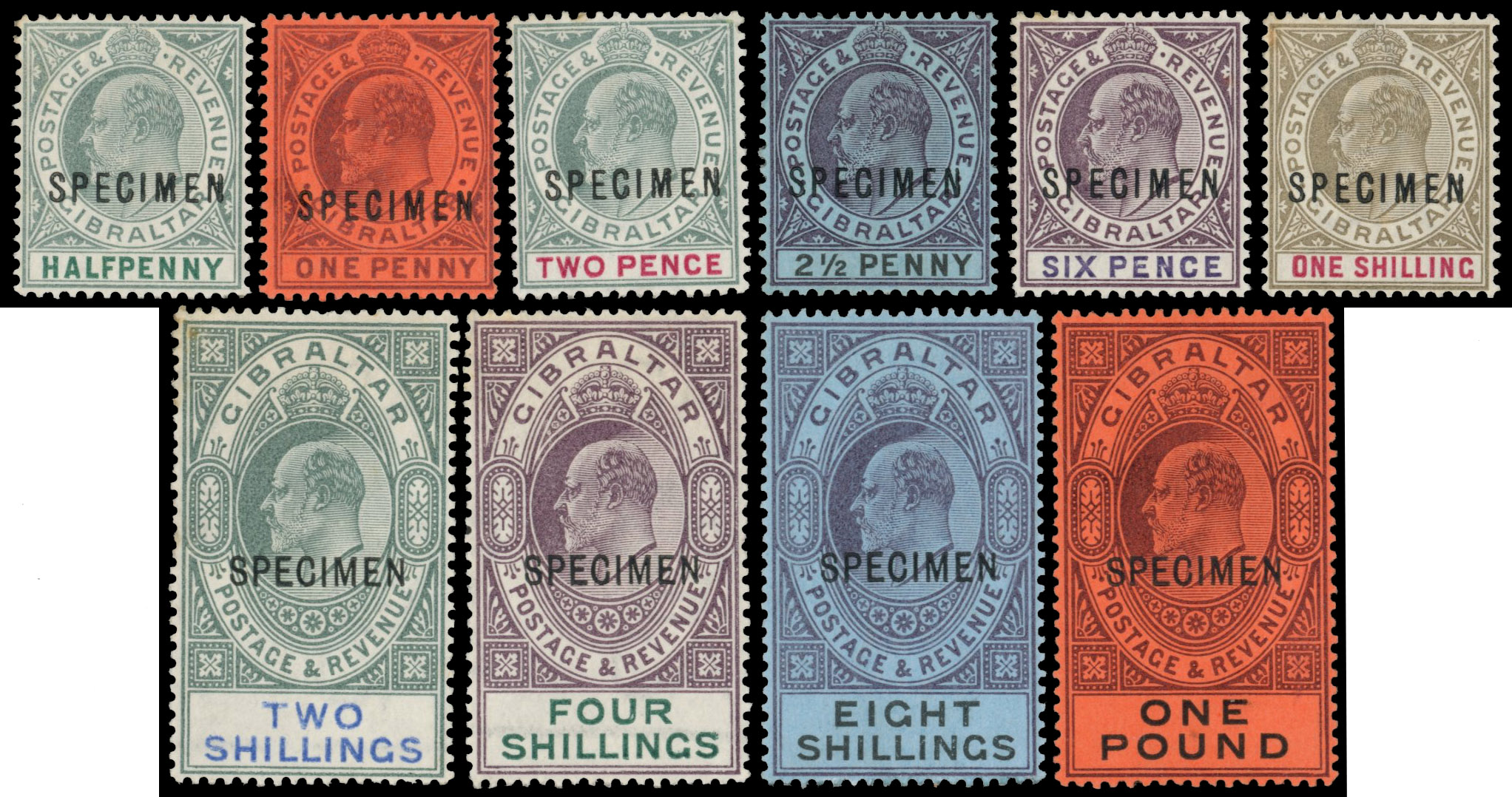 Gibraltar SG 46s-55s 1903 Specimen set