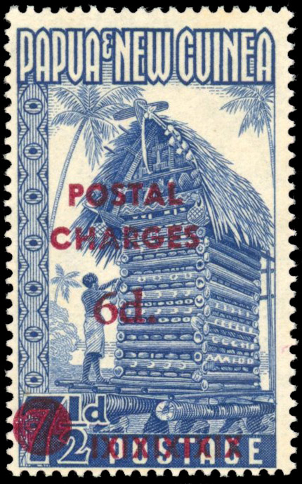 Papua New Guinea Postage Due. 1960 6d on 7½d blue, mint, SG D1