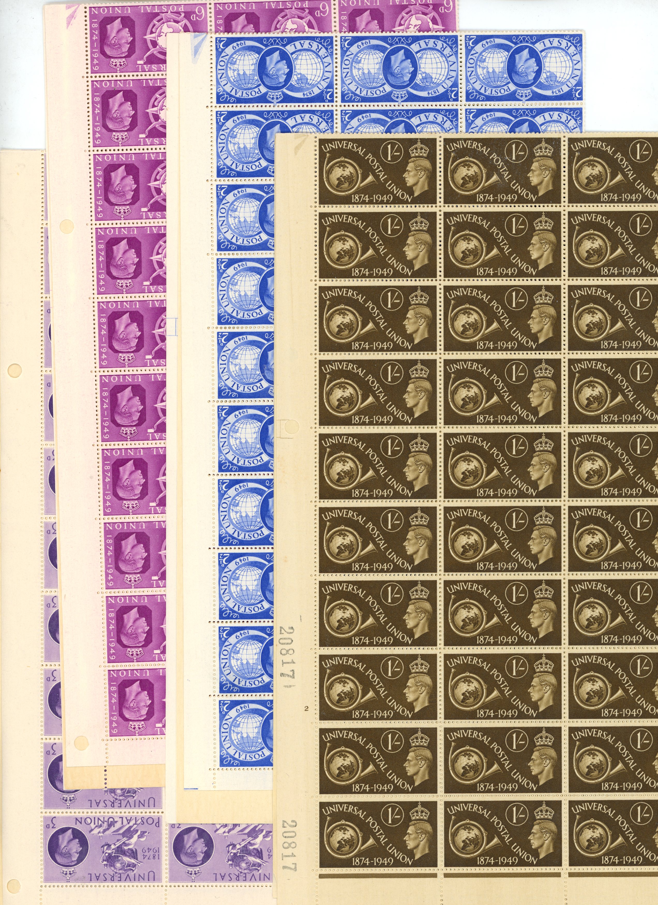 1949 UPU set in sheets (two full sets), with...