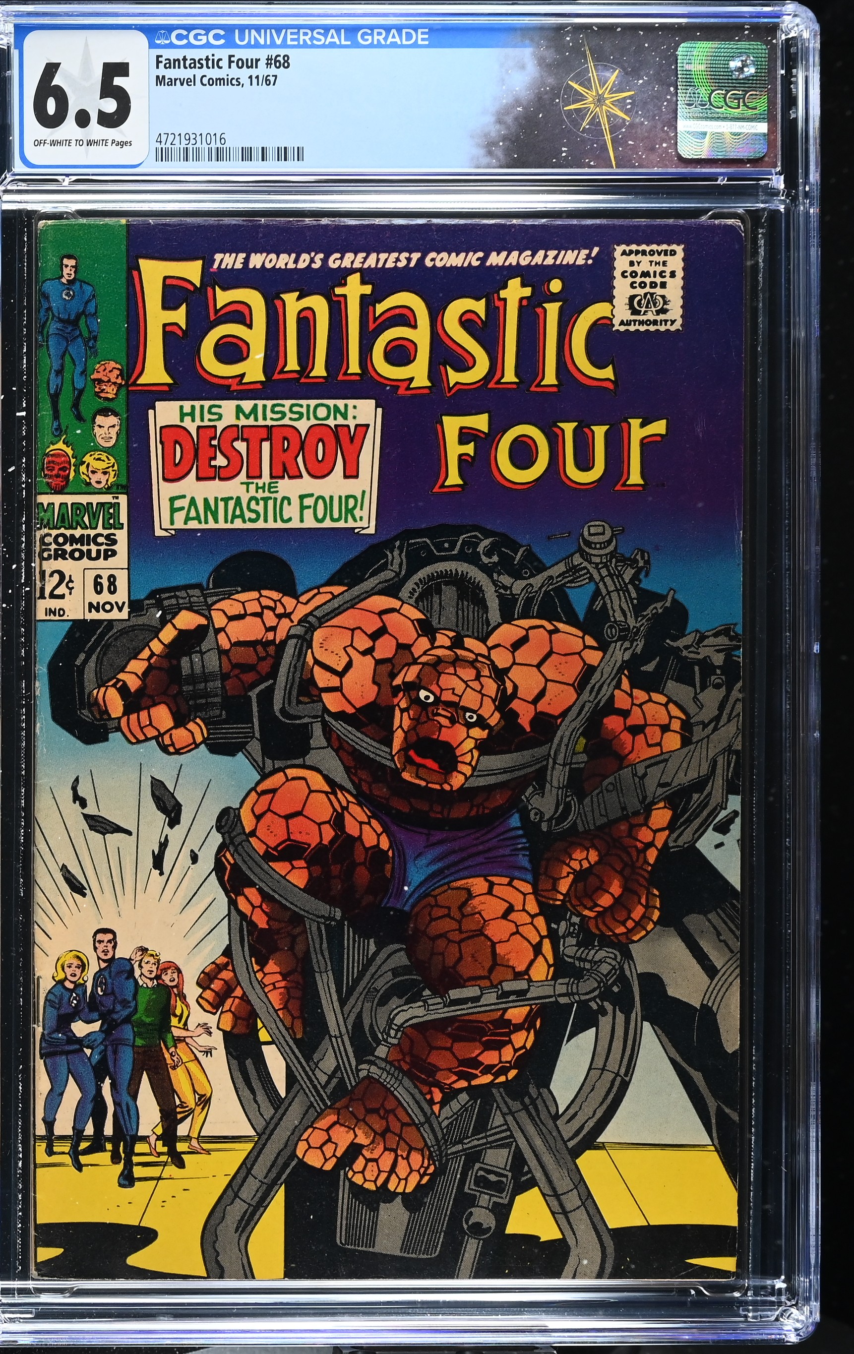 Fantastic Four #68 CGC 6.5 "His Mission: Destroy the Fantastic Four!" (Marvel Comics, 1967) Off-White to White Pages