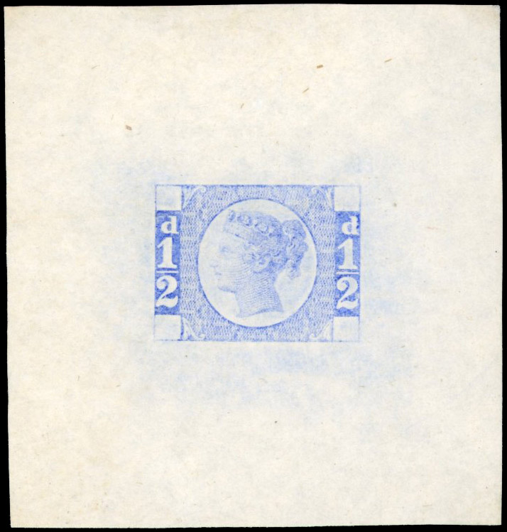 GB SG DP64b 1871 ½d Ormond Hill Die Proof in bright ultramarine