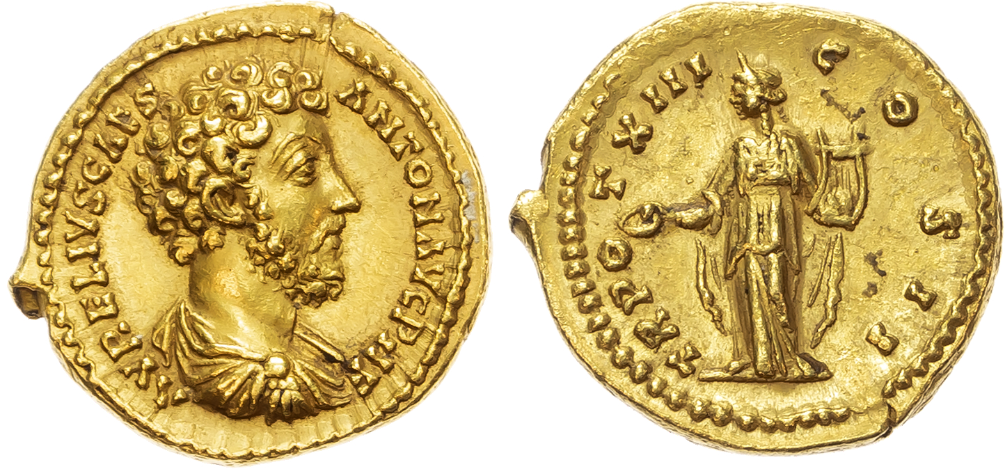 Marcus Aurelius (AD 161‑180) AV Aureus, struck as Caesar under Antoninus Pius, mint of Rome, AD 158‑159, 7.28g.