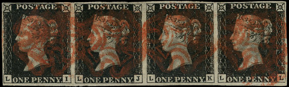 Great Britain SG 2 Plate 4 strip of four 