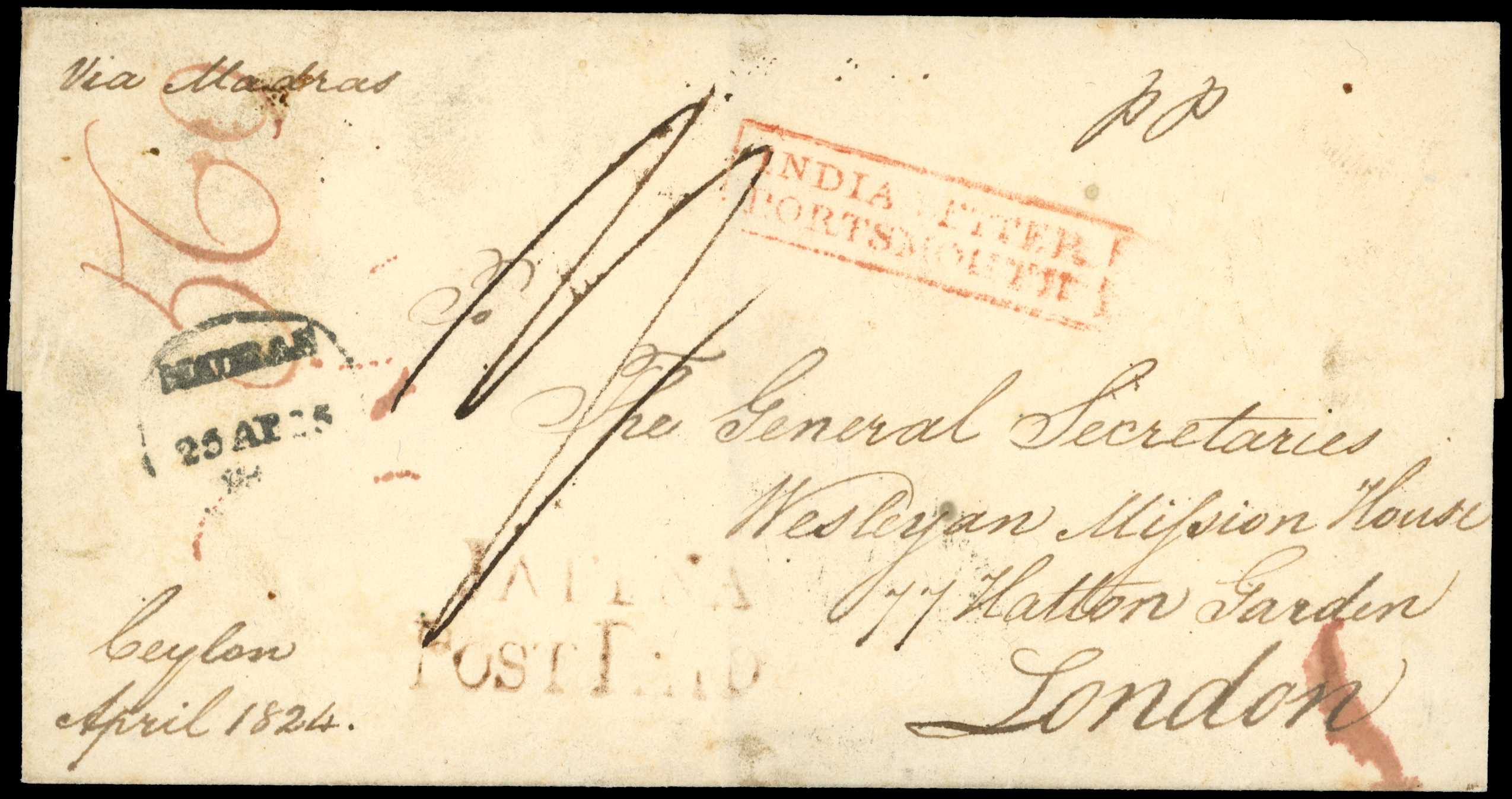 POSTAL HISTORY: 1824 entire letter,...