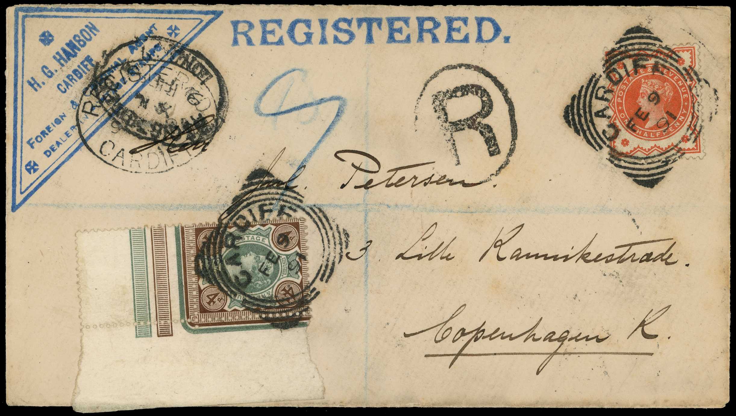 Postal History. 1891 philatelic registered...