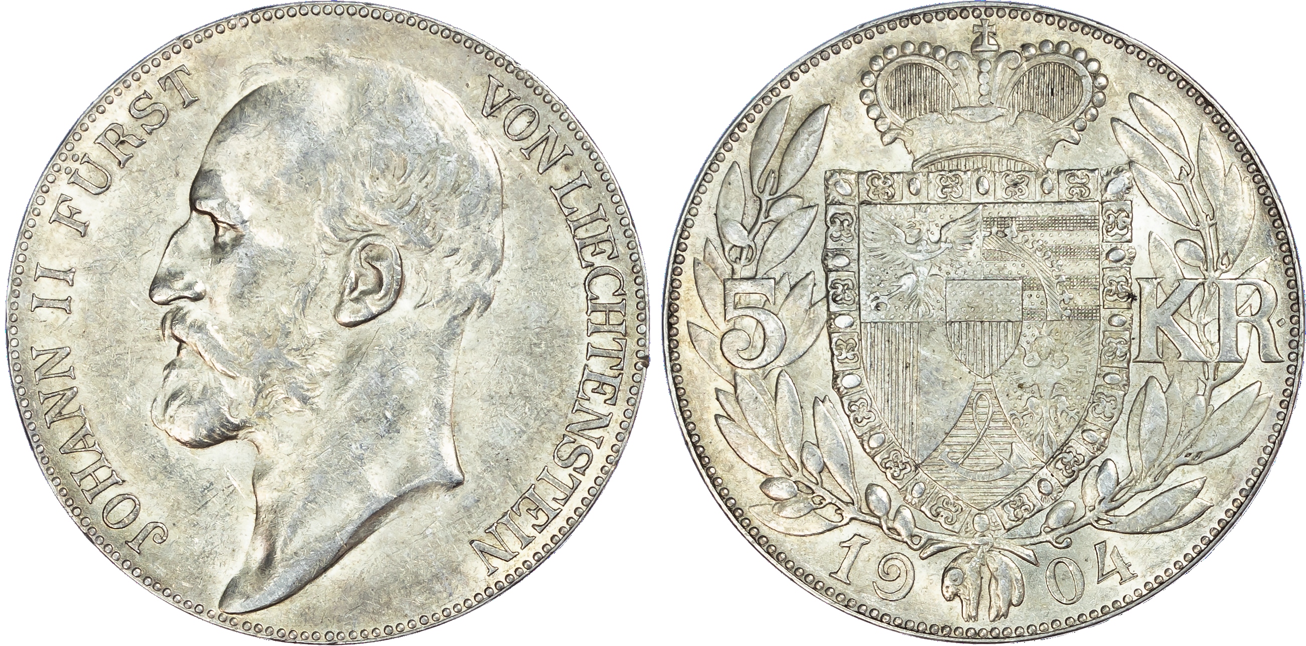 Liechtenstein, John II (1858-1929), silver 5 Kronen, 1904