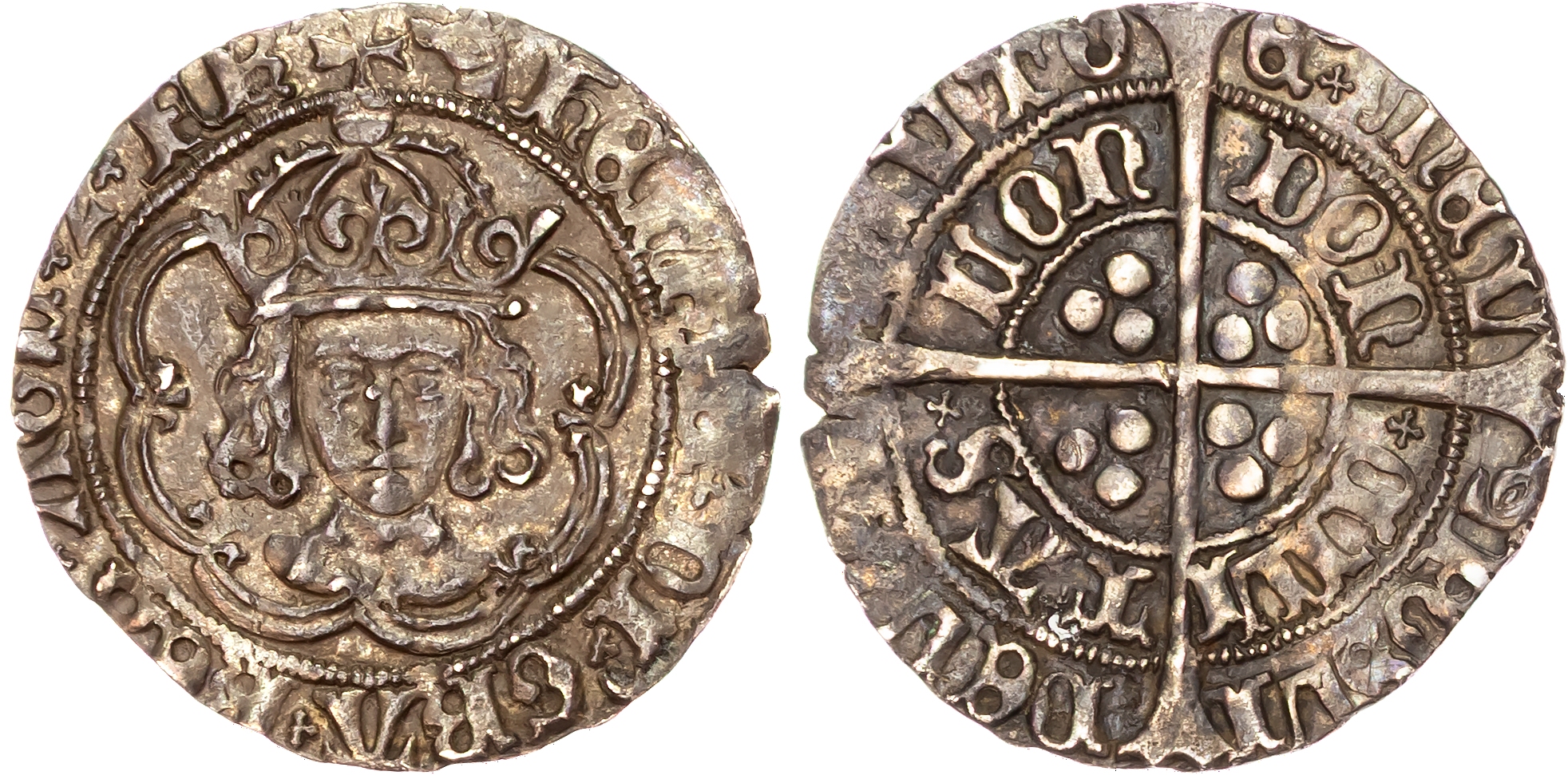 Henry VII (1485-1509) Groat, London mint, class IIIc, mintmark greyhound’s head (1502-04).