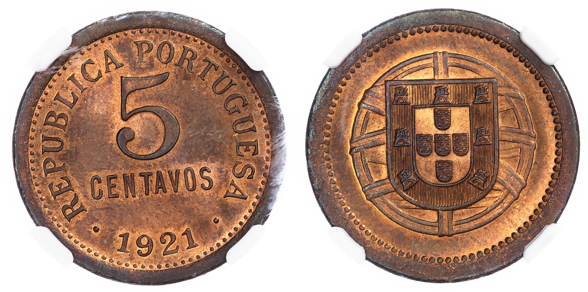 Portugal. First Republic CU 5 Reis. 1921. 