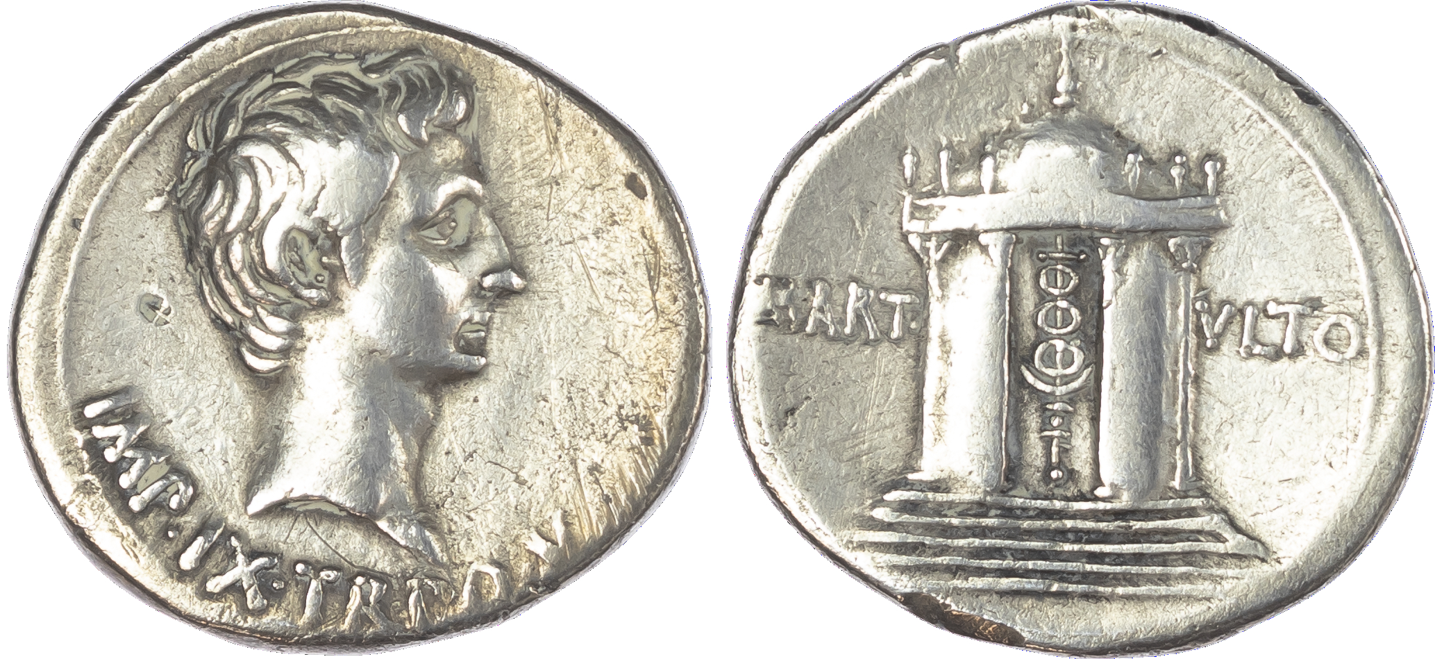 Mysia, Pergamum, Augustus (27 BC – AD 14) AR Cistophorus, c. 19-18 BC, 11.61g. Bare head of Augustus facing right. Rev. The