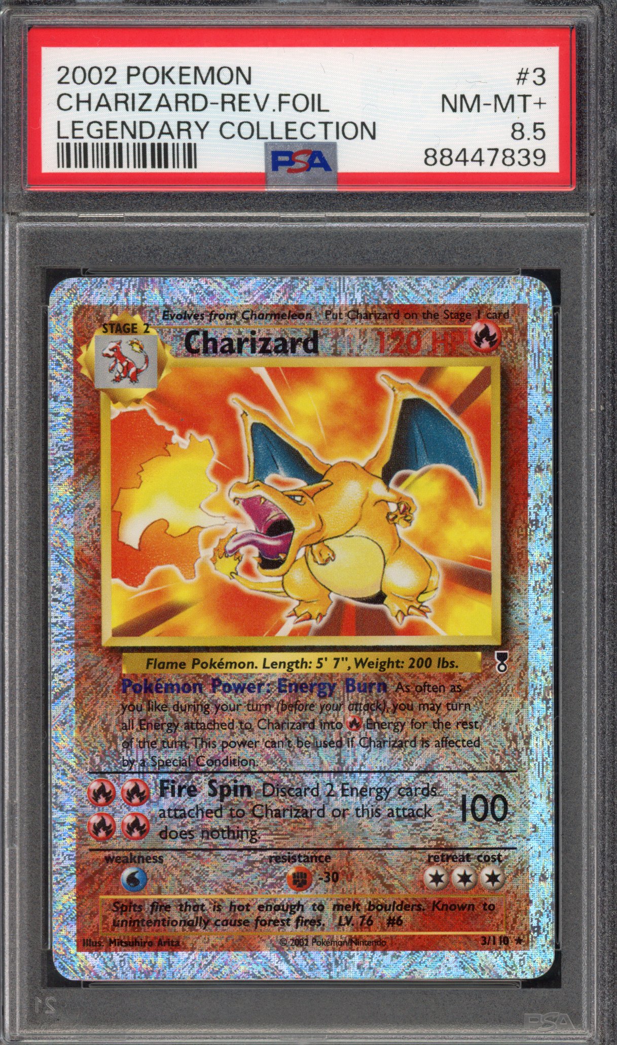 Pokémon TCG PSA 8.5 Charizard 3 Reverse Foil, Legendary Collection