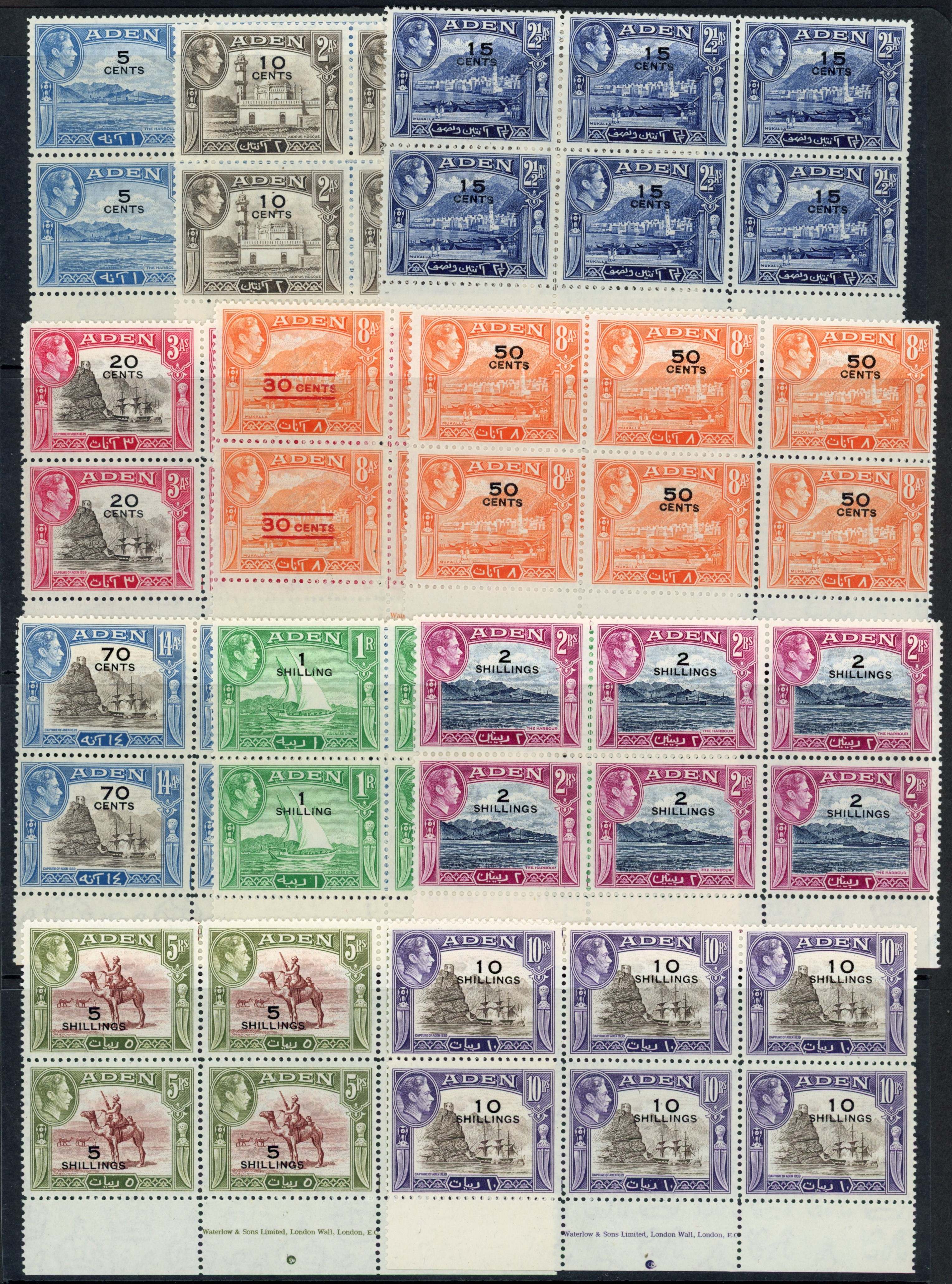 Aden SG 36-46 imprint blocks mint