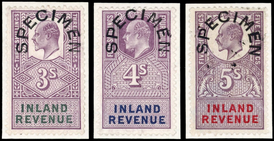 GB Inland Revenue 1904 KEVII trio Specimens