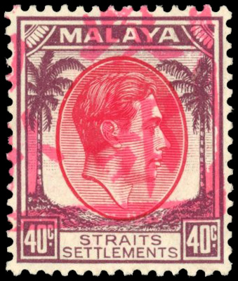 Malaya Japanese Occupation SG J53 1942 Straits 40c Malacca seal mint