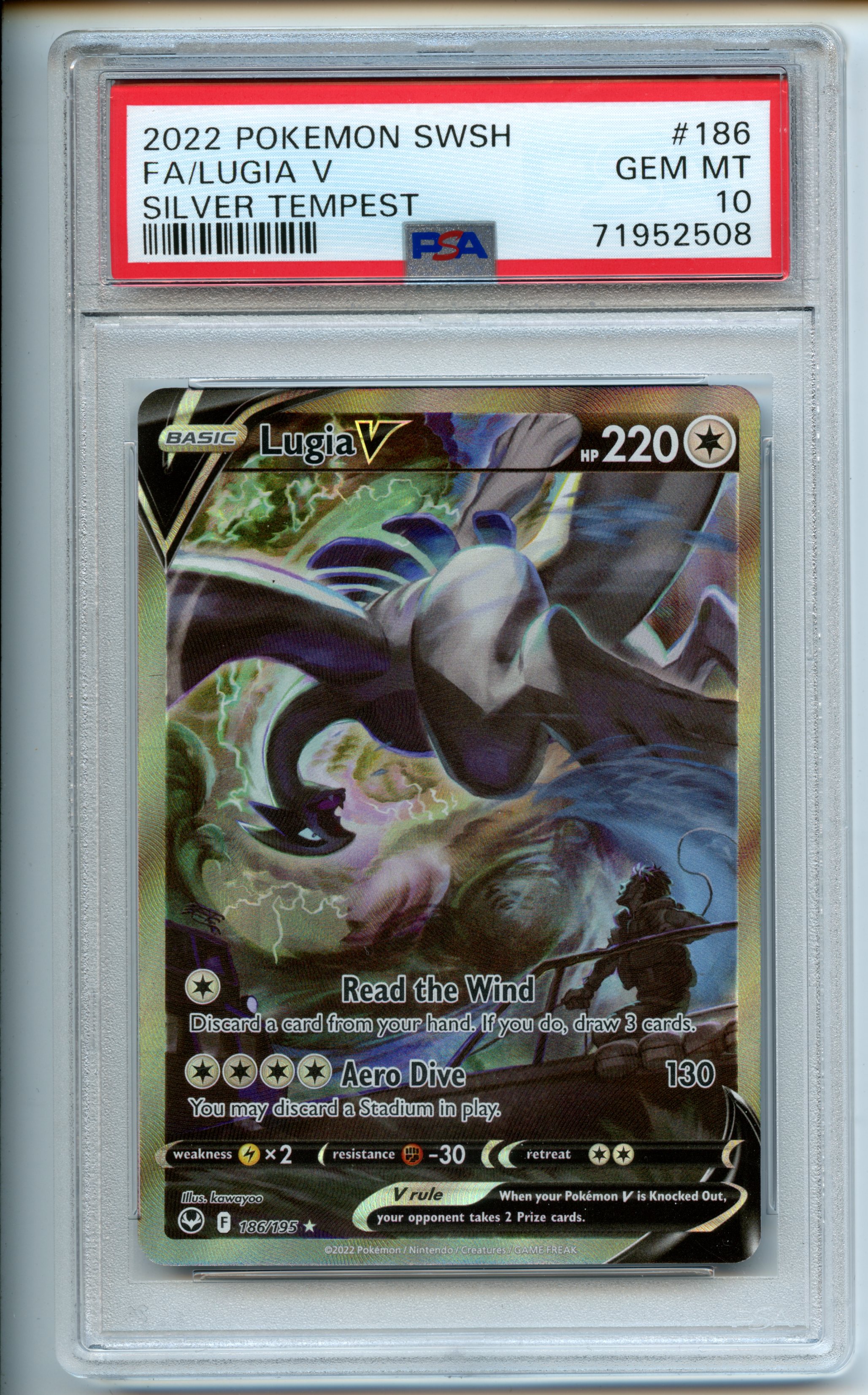 Pokemon TCG  - Lugia V   - Silver Tempest  - PSA 10