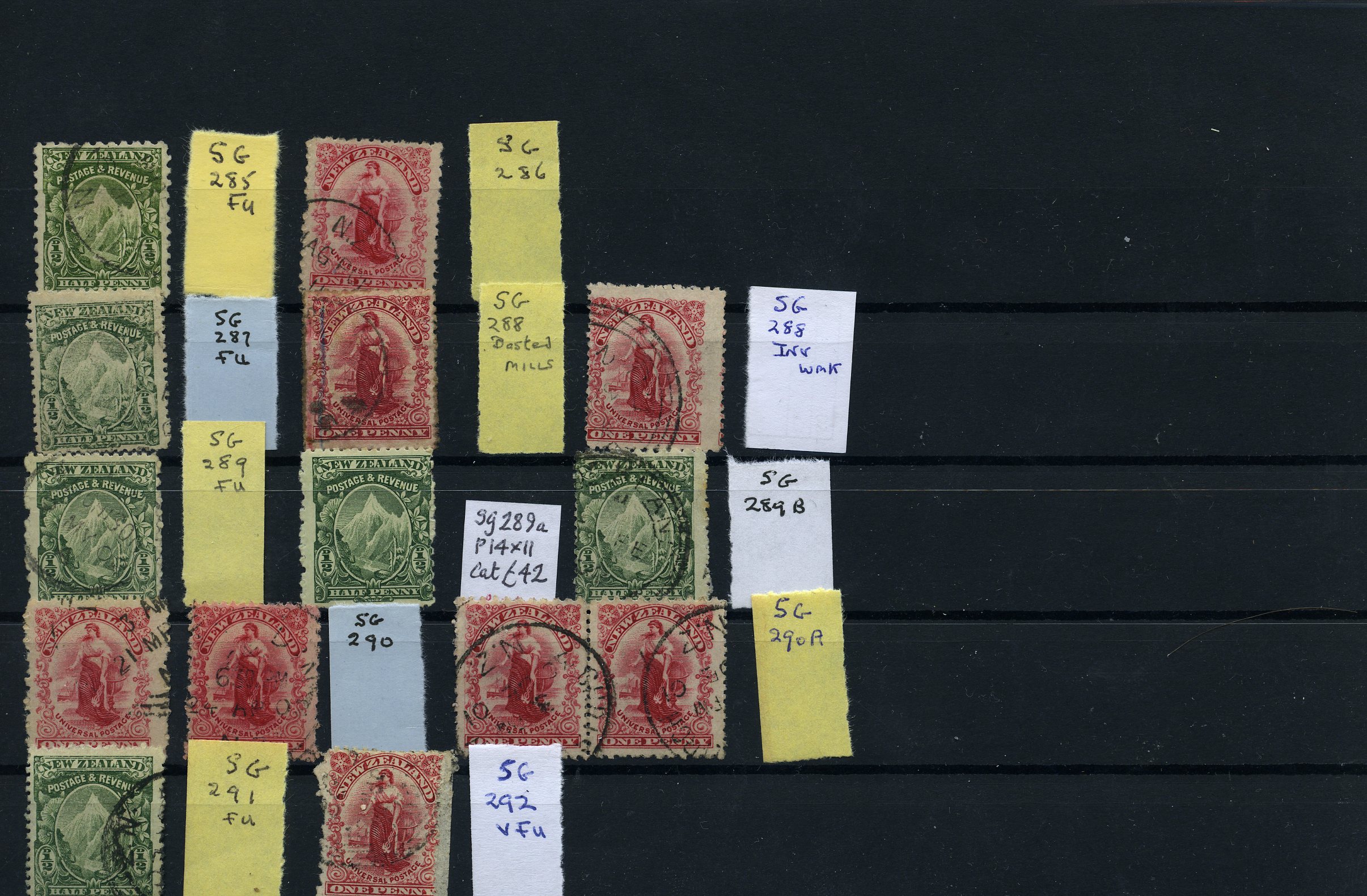 1901 ½d and 1d Basted Mills paper used...