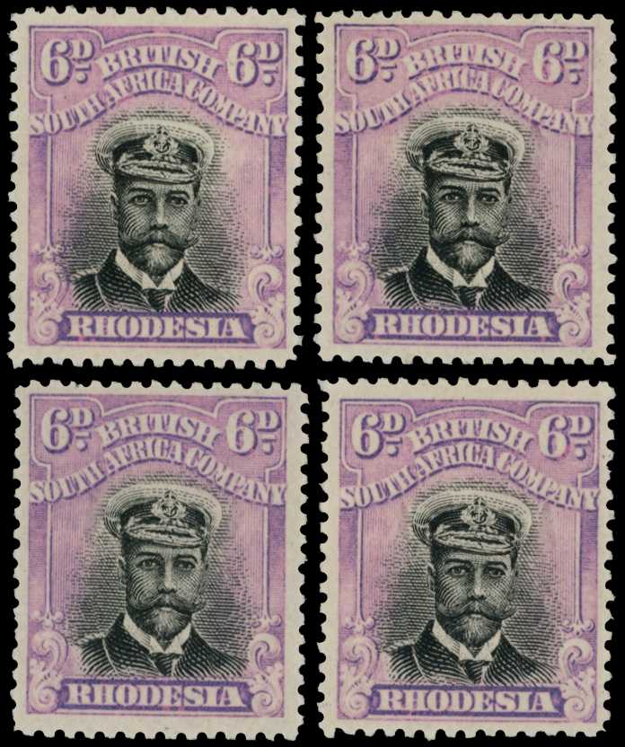 1913-7 6d Head Die II, perf 14. Four...