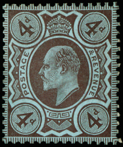 GB SG 235var 1909 4d colour trial