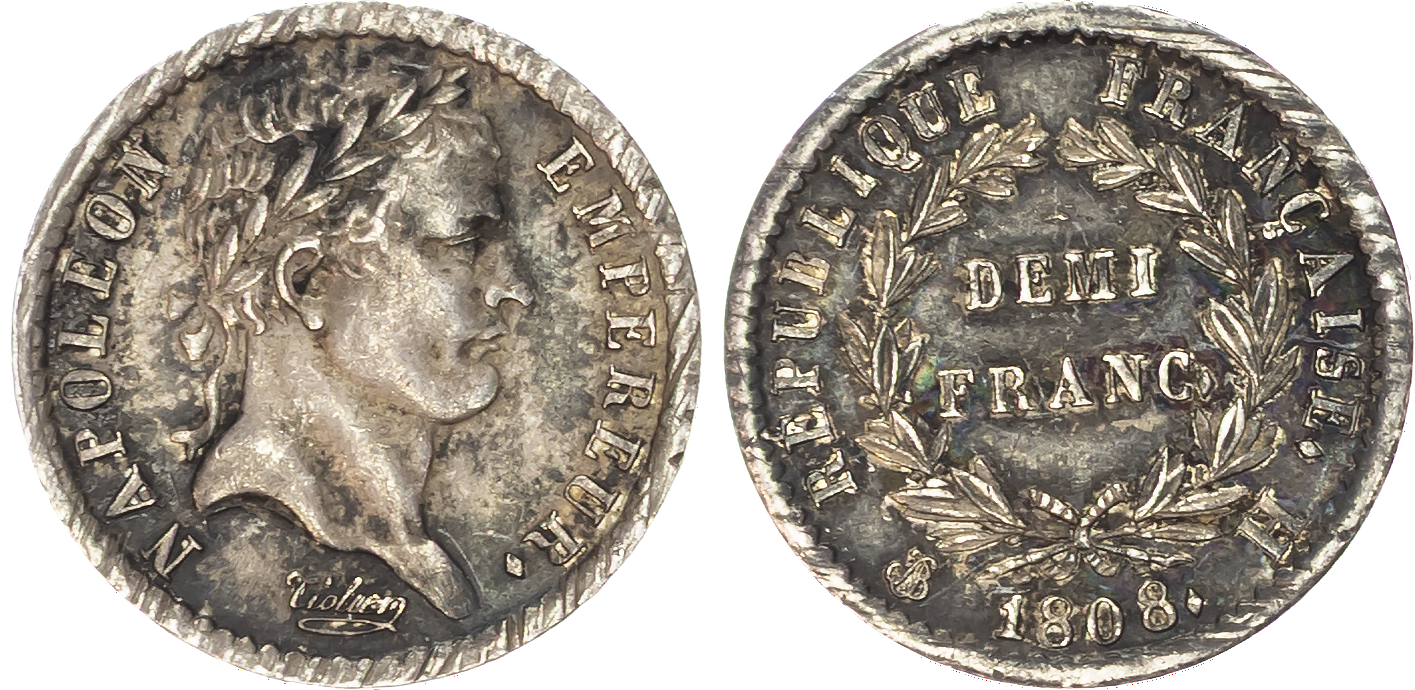 France, First Empire, Napoleon (1804-1815), silver Demi Ecu, 1808