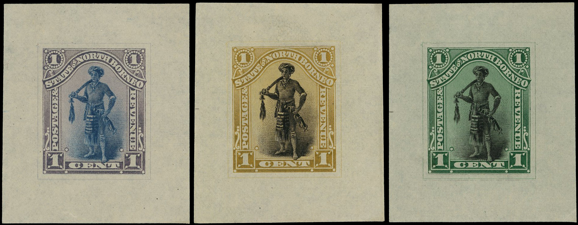 North Borneo 1894 Waterlow Colour Die Proofs of 1c Design. 