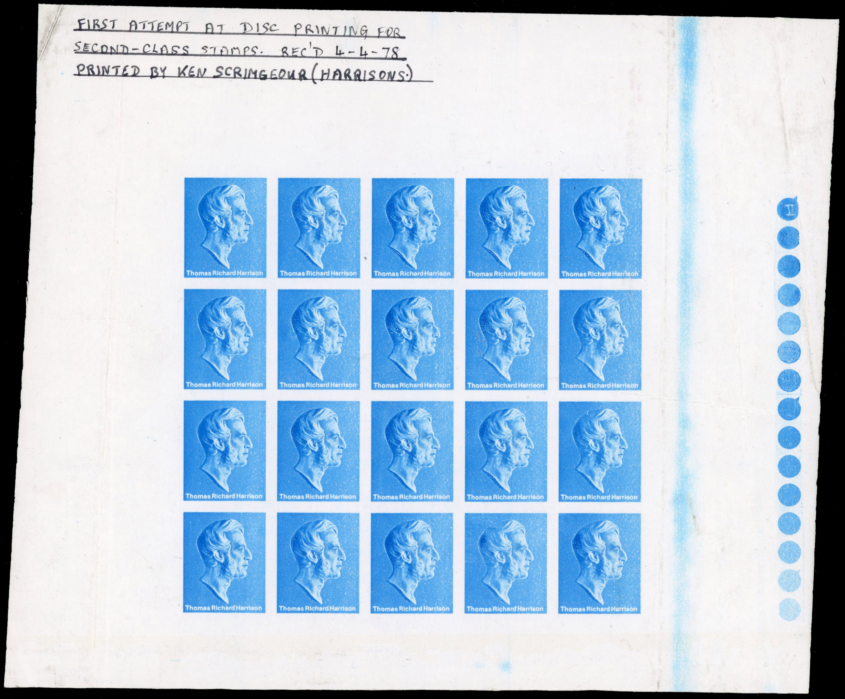 GB 1978 Harrisons dot phosphor trial sheet of 20