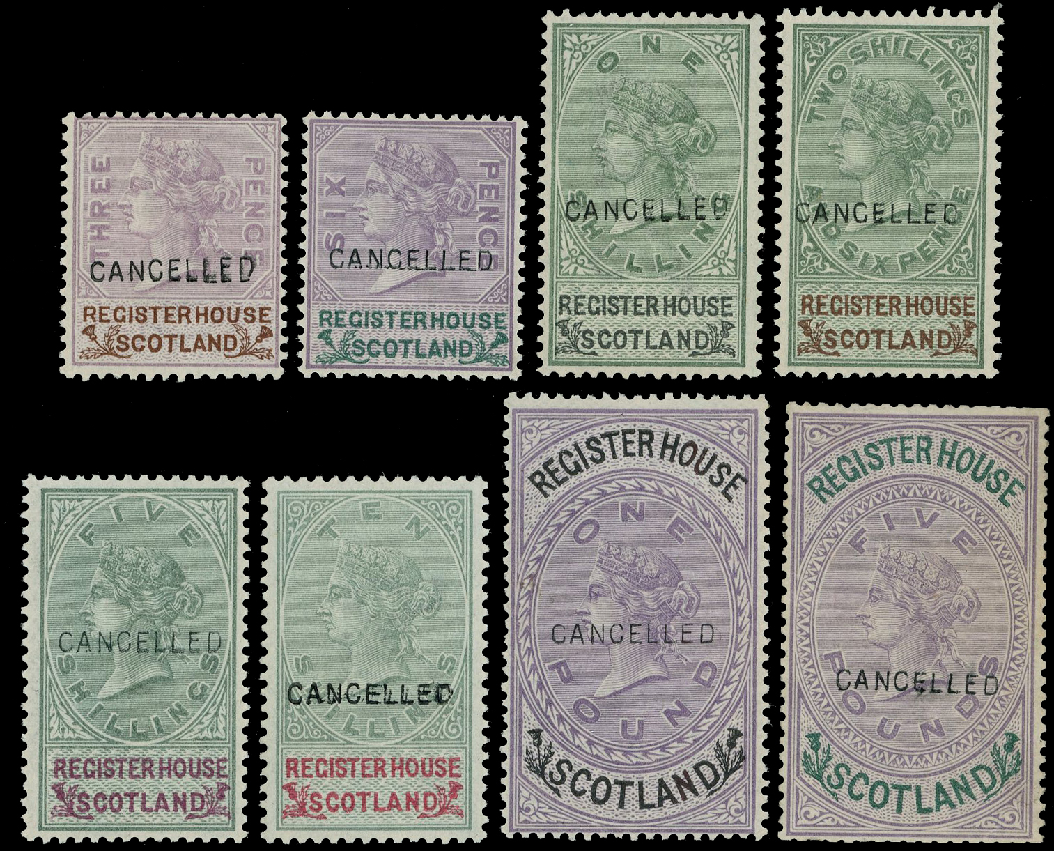 GB Register House Scotland Complete set opt 'CANCELLED' 