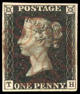 1840 1d black, Plate 8 (TH), good even margins, cancelled by neat brownish red Maltese Cross. SG 2