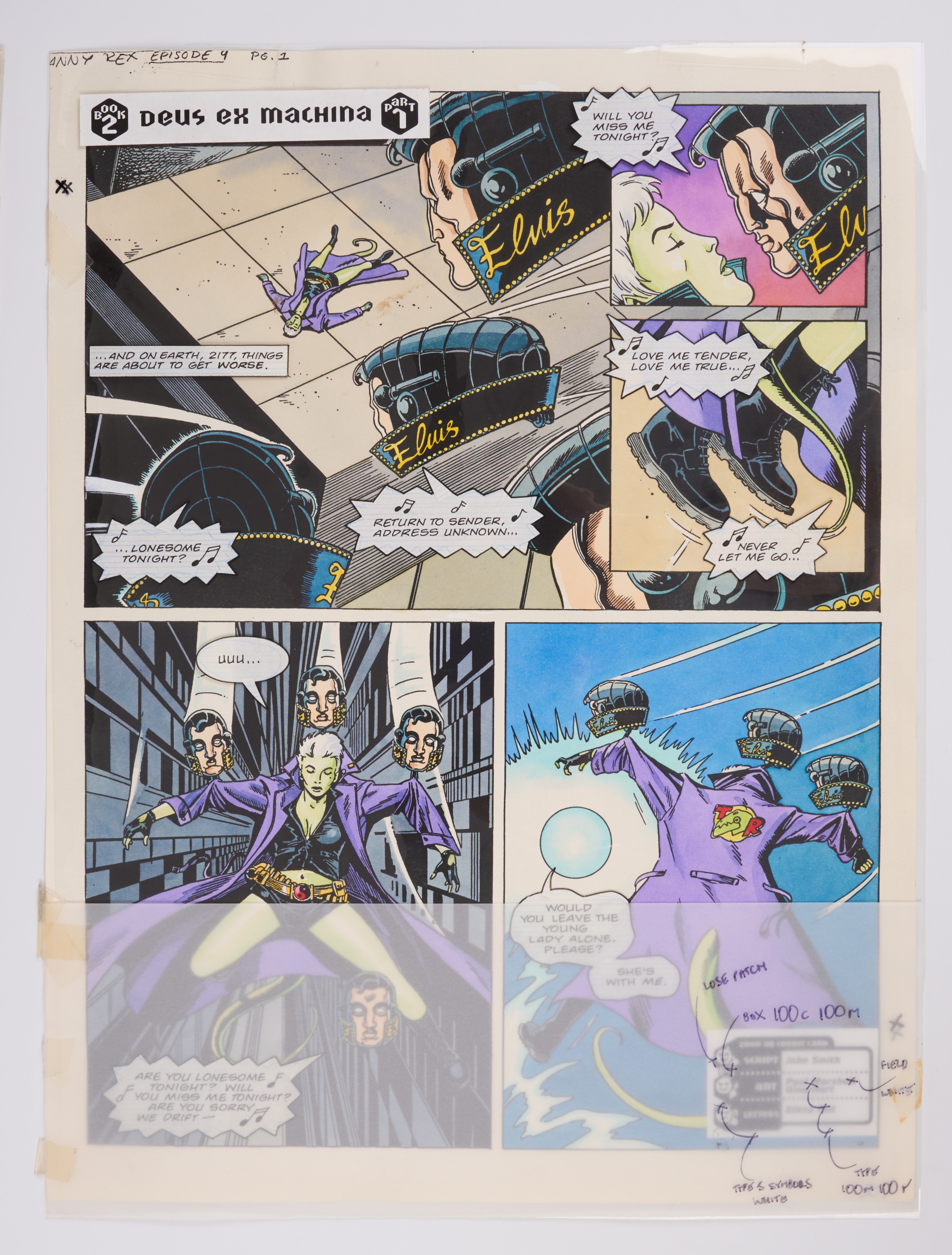 Paul Marshall & Gina Hart 2000 AD Prog #873 Deus Ex Machina Book 2 Colour Story Pages (Fleetway, 1994) Total 6