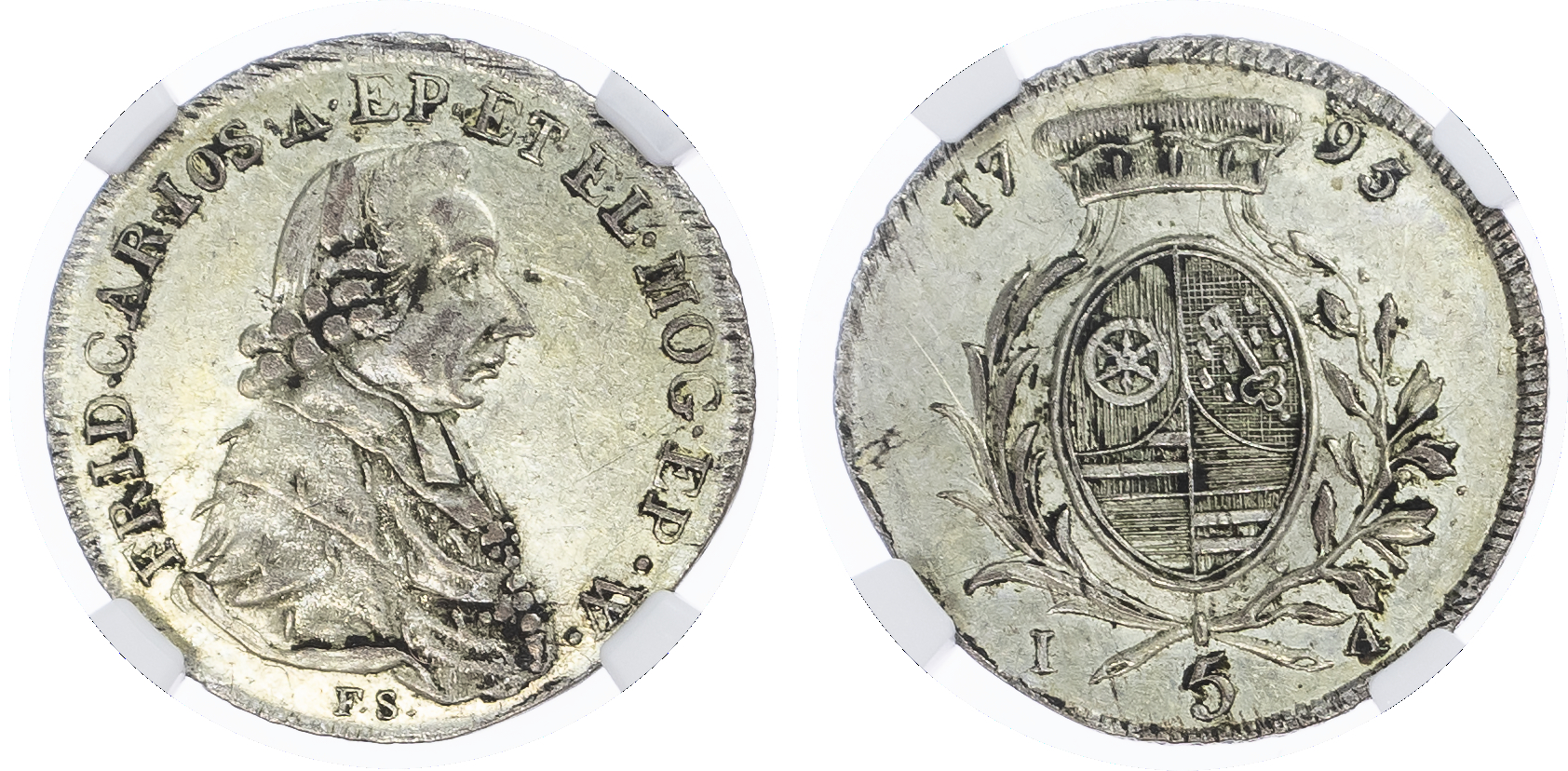 Germany, States, Mainz. Friedrich Carl Josef AR 5 Kreuzer. 1795 FS/1A. 