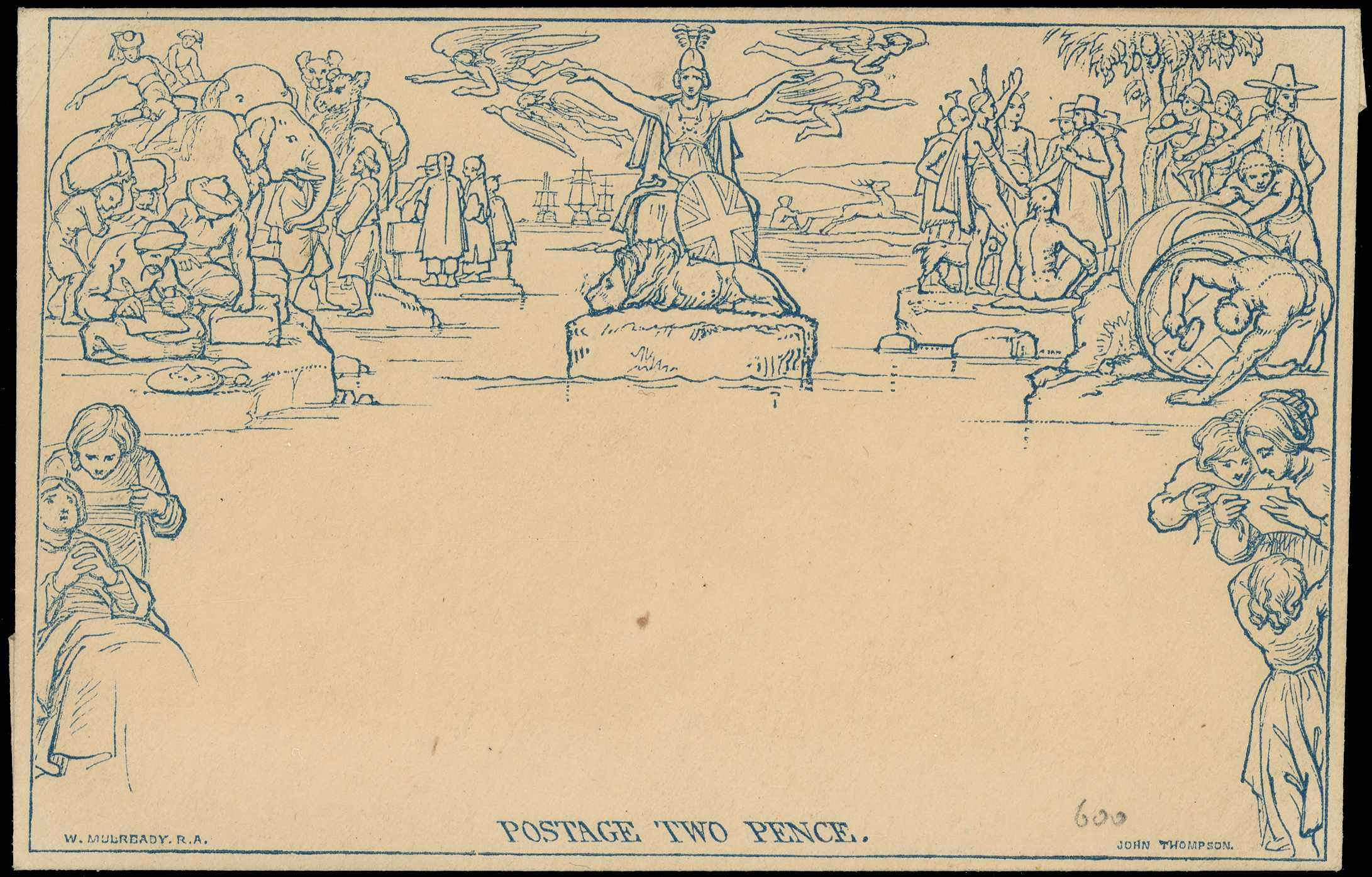 1840 Mulready 2d envelope (stereo a195),...