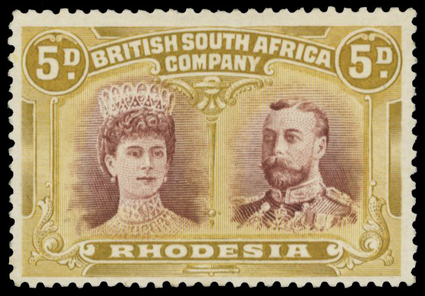 5d red-brown and brown-ochre RSC A, 'The Pretender', position 26 button flaw mint