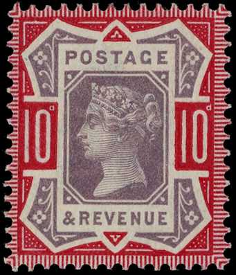1887 10d dull purple and carmine unmounted...