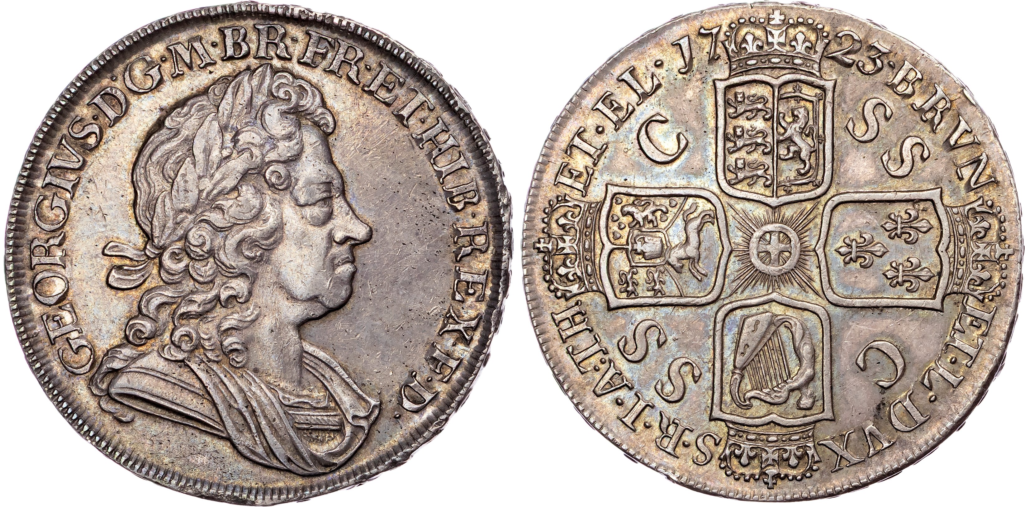 George I (1714‐1727), AR Crown, 1723 DECIMO, South Sea Company.