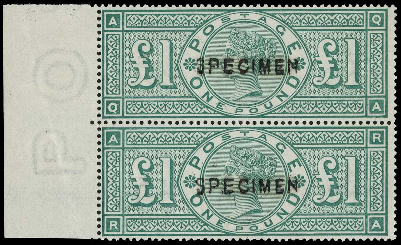 1891 £1 green vertical left marginal...