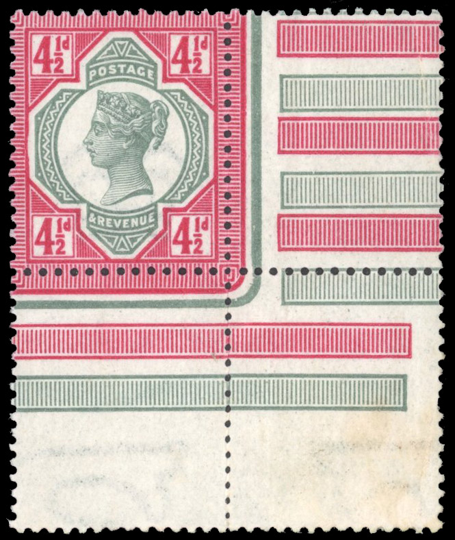 GB SG 206a 1892 4½d green and deep bright carmine mint unmounted o.g.